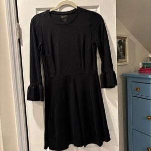 Kate Spade Black Fit and Flare Bell Sleeve Cocktail Dress